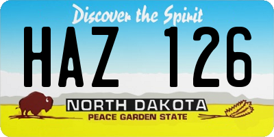 ND license plate HAZ126