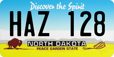 ND license plate HAZ128