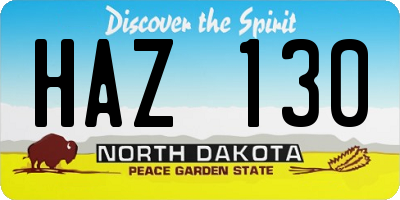 ND license plate HAZ130