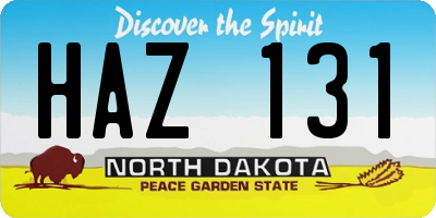 ND license plate HAZ131