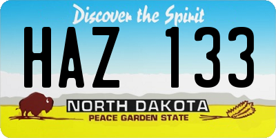 ND license plate HAZ133