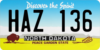 ND license plate HAZ136