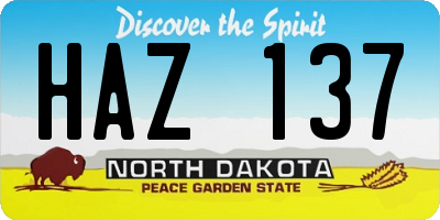 ND license plate HAZ137