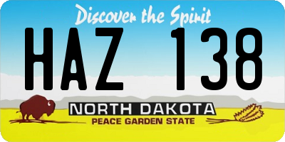 ND license plate HAZ138