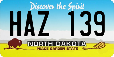 ND license plate HAZ139