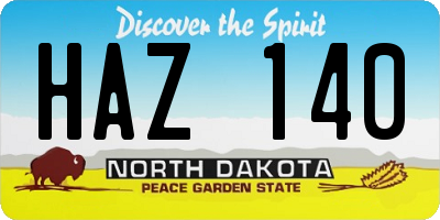 ND license plate HAZ140