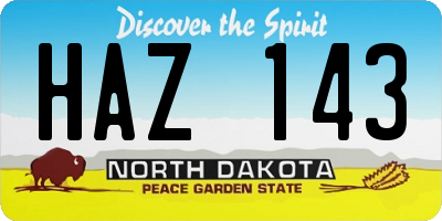 ND license plate HAZ143