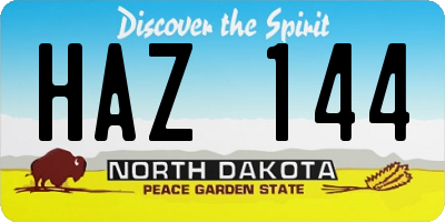 ND license plate HAZ144