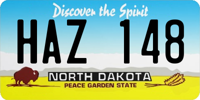 ND license plate HAZ148