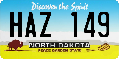 ND license plate HAZ149