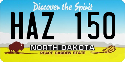 ND license plate HAZ150