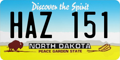 ND license plate HAZ151