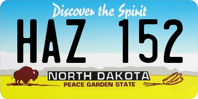 ND license plate HAZ152