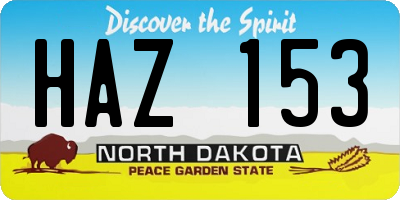 ND license plate HAZ153