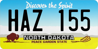 ND license plate HAZ155