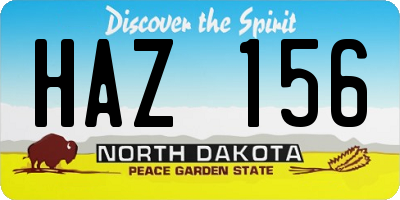 ND license plate HAZ156