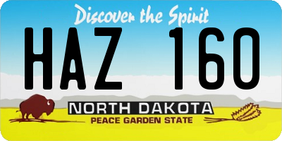 ND license plate HAZ160