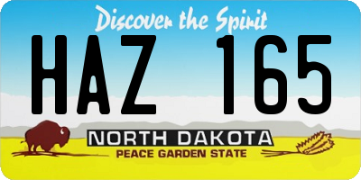 ND license plate HAZ165