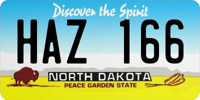 ND license plate HAZ166