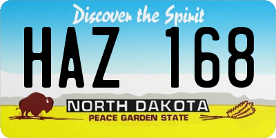 ND license plate HAZ168