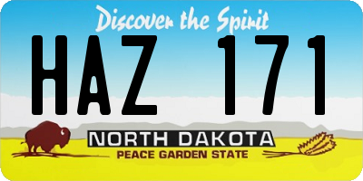 ND license plate HAZ171