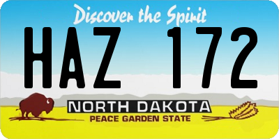 ND license plate HAZ172