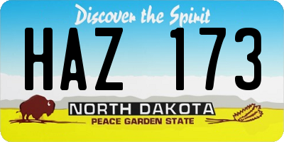 ND license plate HAZ173