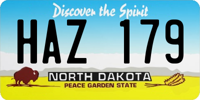 ND license plate HAZ179