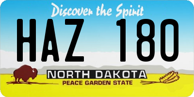 ND license plate HAZ180