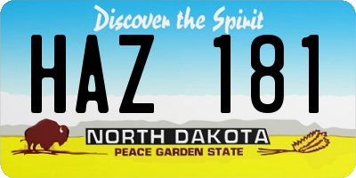 ND license plate HAZ181