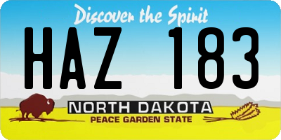 ND license plate HAZ183