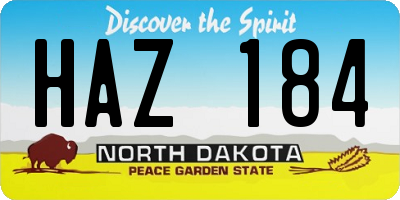 ND license plate HAZ184