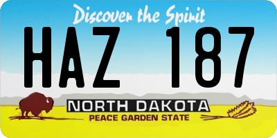 ND license plate HAZ187