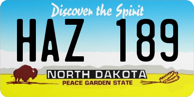 ND license plate HAZ189