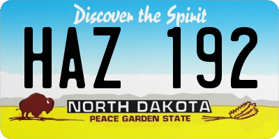 ND license plate HAZ192