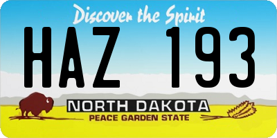 ND license plate HAZ193