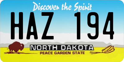 ND license plate HAZ194