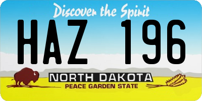 ND license plate HAZ196