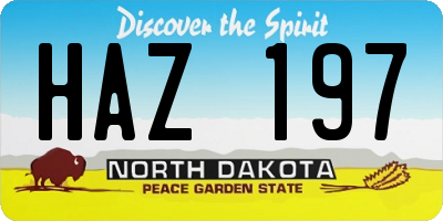 ND license plate HAZ197