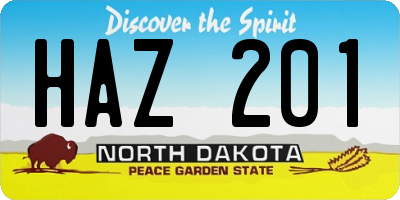 ND license plate HAZ201