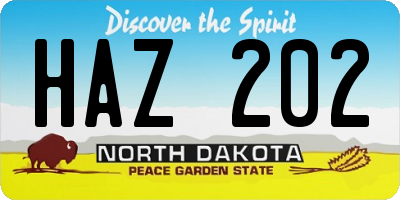 ND license plate HAZ202