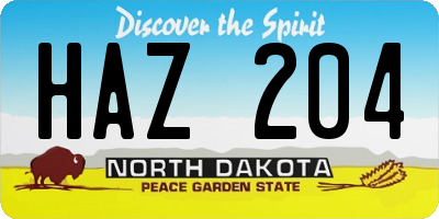ND license plate HAZ204