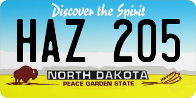 ND license plate HAZ205