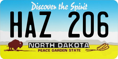 ND license plate HAZ206