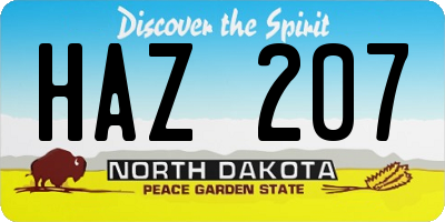 ND license plate HAZ207