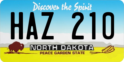 ND license plate HAZ210