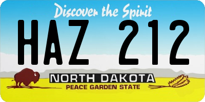 ND license plate HAZ212