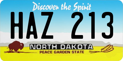 ND license plate HAZ213