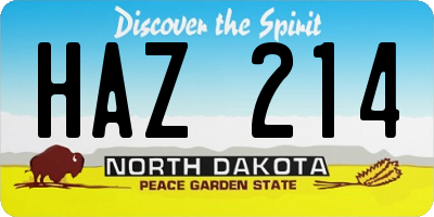 ND license plate HAZ214
