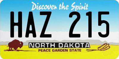 ND license plate HAZ215